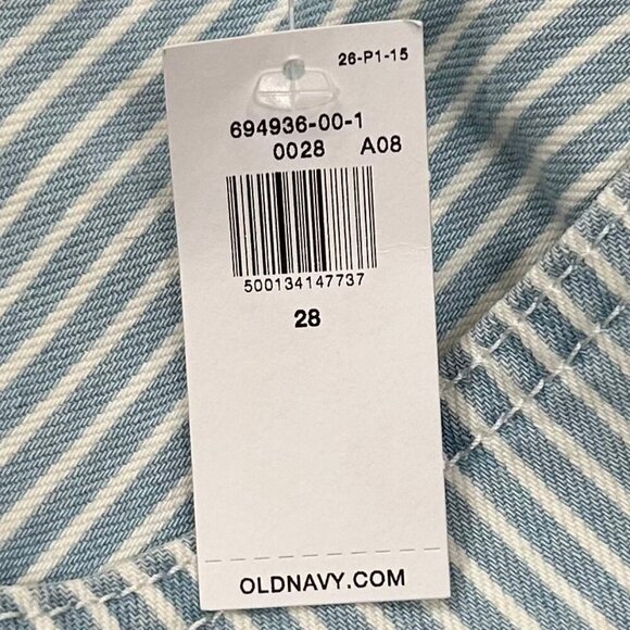 Old Navy NWT Blue White Stripe High Rise Baggy Shorts Size 28 - Picture 6 of 8